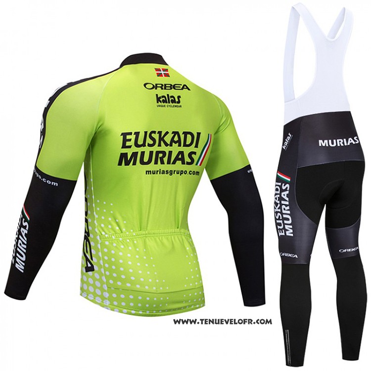 2018 Maillot Ciclismo Euskadi Murias Vert et Noir Manches Longues et Cuissard